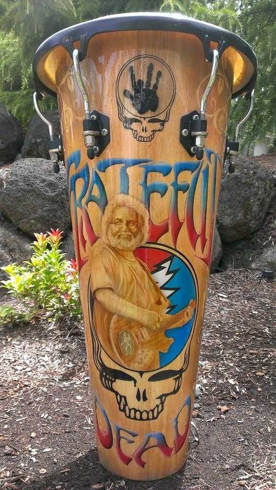 Jerry Garcia airbrushed bongo - Grateful Dead