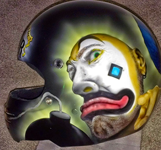 Crazy clown, clown, paint, airbrush, john gill, helmet, airbrushed helmets, art, custom