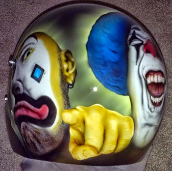 Crazy clown, finger, point clown, paint, airbrush, john gill, helmet, airbrushed helmets, art, custom