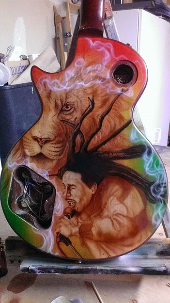 bob marley custom airbrushed guitar