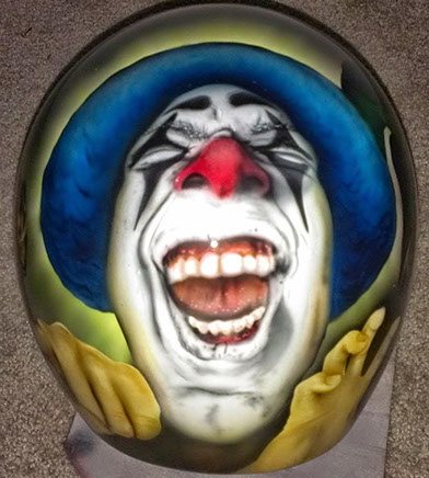 laughing, Crazy clown, clown, paint, airbrush, john gill, helmet, airbrushed helmets, art, custom